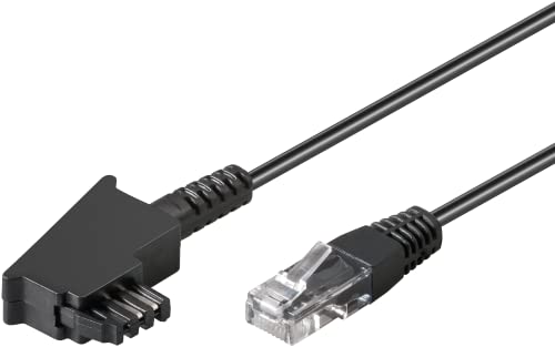 goobay 71811 router cable, telephone cable, connection cable for DSL/ADSL/VDSL, TAE-F plug to RJ45 plug (8P2C), black, 0.5 m