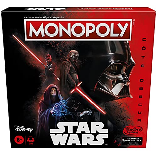 Jeu Monopoly Édition Disney Star Wars Côté obscur, Jeu de Plateau Familial pour Enfants à partir de 8 Ans, Cadeau Star Wars