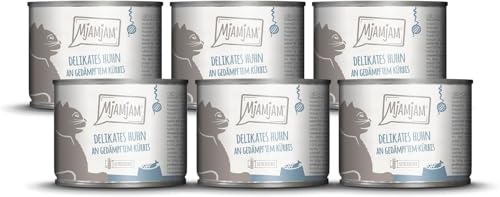 🔥 STARKER PREIS (-37%) MjAMjAM - Premium Nassfutter für Katzen - delikates Huhn an gedämpftem Kürbis, 6er Pack (6 x 200g), getreidefrei mit extra viel Fleisch