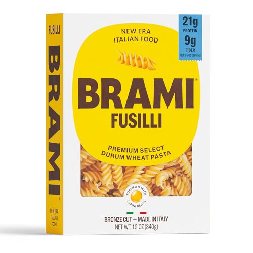 Brami Fusilli Italian Protein Pasta, Low Carb, High Fiber, Non-GMO, Keto, Made in Italy, Semolina Pasta, Fortified with Healthy Lupini Beans, 12oz