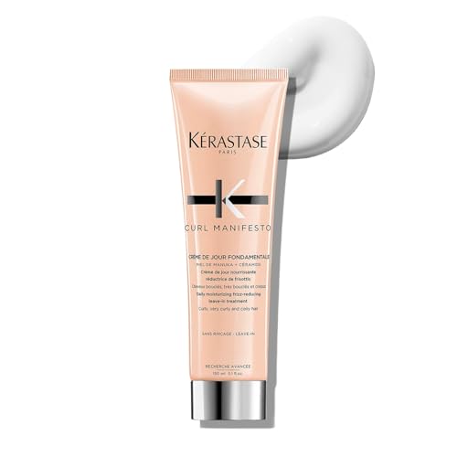 Kerastase Curl Manifesto Crème de Jour Fondamentale Hair Cream - Leave In Treatment & Heat Protectant, Controls Frizz & Enhances Curls, 5.07 Fl Oz