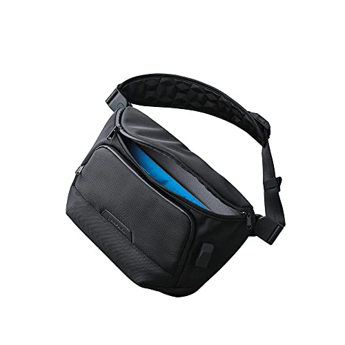 ALPAKA Bravo Sling Max, 8L RFID-Blocking Sling Laptop Bag for Men with Maglockz Buckle, Lockable Zips & External USB Port Black