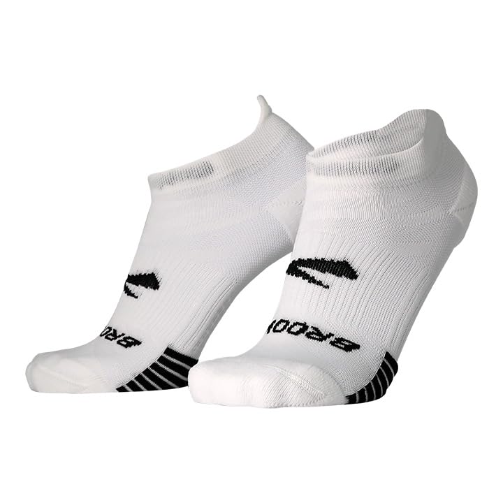 Brooks Ghost Lite No Show Socks I Performance Running, Comfort Fit with Arch Support for Men & Women (2-Pack Set) - White - Small