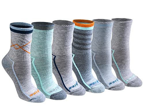 Dickies Women's Dri-Tech Advanced Moisture Wicking Mid-Crew Socks, Available in M-L (6,12 Pairs), Blue Assorted (6 Pairs), Medium