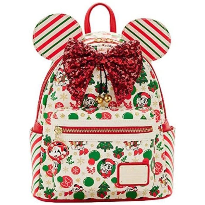 Loungefly Minnie Mouse Christmas Holiday Themed Womens Double Strap Shoulder Bag Purse