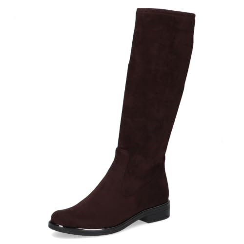🔥 STARKER PREIS (-40%) CAPRICE Damen Hohe Stiefel ohne Absatz Kniehoch Vegan, Braun (Dk Brn Stretch), 39 EU