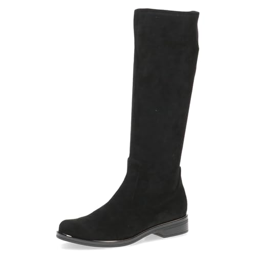 (-21%) CAPRICE Damen Hohe Stiefel ohne Absatz Kniehoch Vegan, Schwarz (Black Stretch), 37 EU