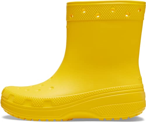Crocs Classic Rain Boots for Women - Round Toe Silhouette with Chunky Platform, Warm and Elegant Boots Sunflower Men's 2, Women's 4 Medium