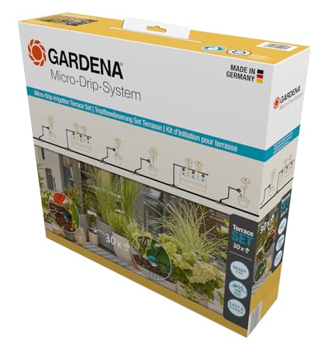 (-28%) Gardena Micro-Drip-System Tropfbewässerung Set Terrasse (30 Pflanzen): Starter-Set sofort einsatzbereit, wassersparendes Bewässerungssystem, einfache & Flexible Verbindungstechnik (13400-20)