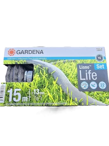 (-33%) Gardena Liano Life Textilschlauch 1/2 Zoll, 15m Set: Hochflexibler Gartenschlauch aus Textilgewebe, mit PVC-Innenschlauch, kein Abknicken, leichtgewichtig, wetterbeständig (18445-20)