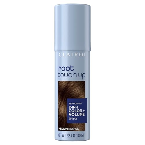 Clairol Root Touch-Up Color + Volume 2-in-1 Temporary Spray, Medium Brown Hair Color, Pack of 1