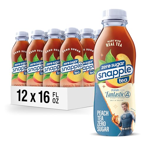 Snapple Zero Sugar Peach Tea, 16 fl oz recycled plastic bottle (Pack of 12)