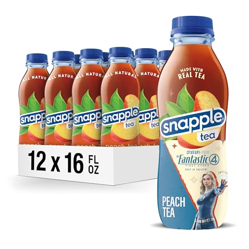 Snapple Peach Tea, 16 fl oz recycled plastic bottle, Pack of 12