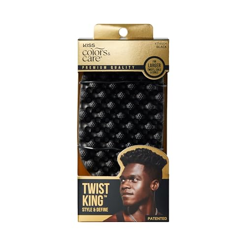 KISS Colors & Care Twist King - Premium Twist Tool, Long-Lasting Durable, 2X Longevity, Defines Twists, Professional Quality, Quick & Easy Styling, Washable, Black, 0.53 pounds (KTWS04)