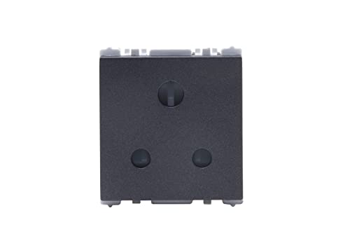 Wipro Northwest Nowa 6A 3 - Pin Socket With Euro Pin, Matt Black (pack of 5)