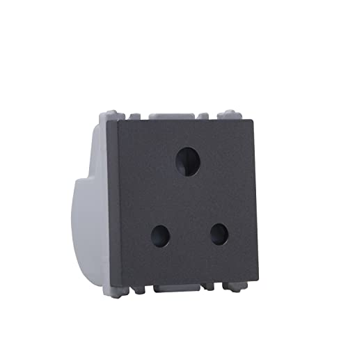 Wipro Northwest Nowa 6A 3 - Pin Socket With Euro Pin, Silver Grey (pack of 10)