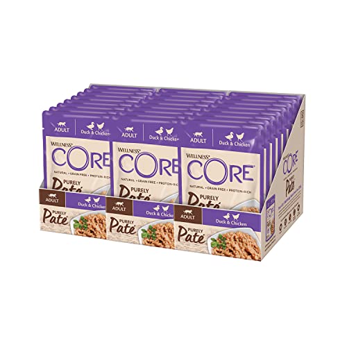 Wellness CORE Purely Paté 24 x 85g, Chicken & Duck – Wet Cat Food, Smooth Pate, Grain-Free, Natural, Hypoallergenic, Protein-Rich, High Meat Content