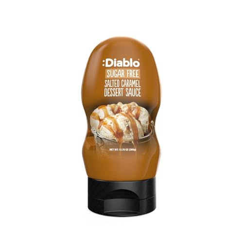 Diablo Sugar Free Salted Caramel Dessert Sauce – Belgian Premium Coffee Bar Accessory, Syrup, Waffle, Pancake, Cereal, Cake & Ice Cream Topping, 360g (12.7oz)