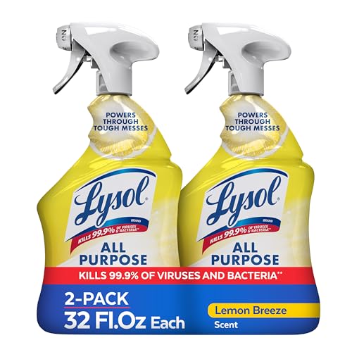 Lysol All Purpose Cleaner Spray, Multi-Purpose Disinfecting Spray, Kitchen & Bathroom Cleaner, Lemon Breeze Scent, 32 Fl Oz (Pack of 2)