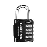 GRIFEMA GA1001-1 Candado de Combinación, Cerradura de Combinación de 4 Dígitos , Adecuada para Gimnasio, Maleta de Equipaje y Caja de Herramientasetc Etc, Negro