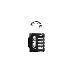 GRIFEMA GA1001-1 Candado de Combinación, Cerradura de Combinación de 4 Dígitos , Adecuada para Gimnasio, Maleta de Equipaje y Caja de Herramientasetc Etc, Negro
