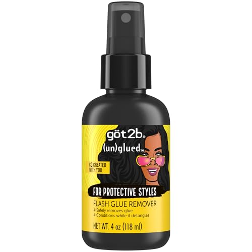 got2b (un)glued Flash Glue Remover, 4 Fl Oz, Wig Glue and Tape In Extension Remover for Human & Synthetic Hair, Gently Removes Bonding, Dermatologist-Tested, Formulated with Aloe Vera & Castor Oil