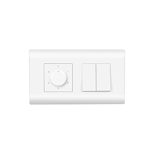 Wipro Northwest (Nowa) Switch Combo of 4M Plate + 1M 6A Switch x2 + 5 Step Fan Regulator, White (Kit 9)