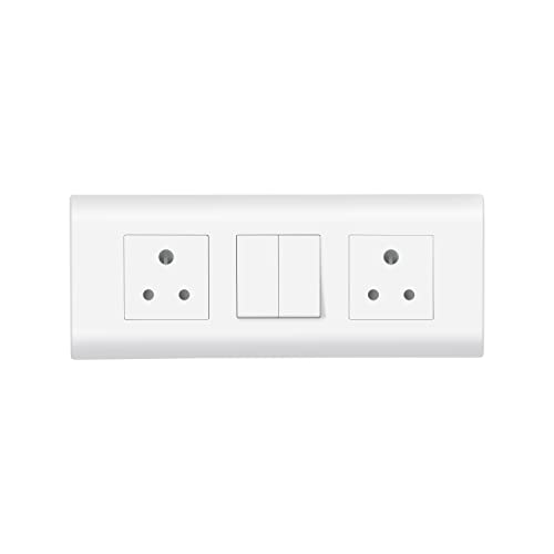 Wipro Northwest (Nowa) Switch Combo of 6M Plate + 1M 6A Switch x2 + 6A 3Pin Socket x2, White (Kit 12)
