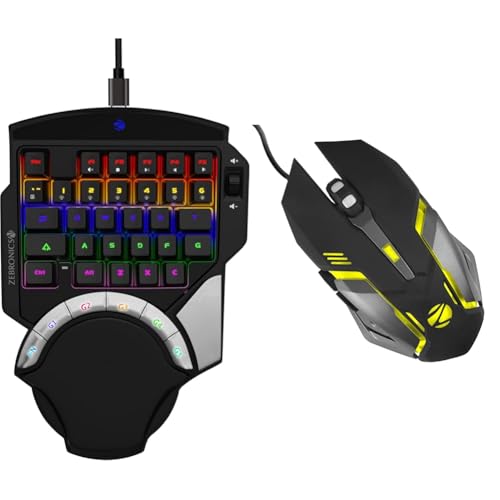 ZEBRONICS Zeb-Max Atom One-Handed RGB Gaming Mechanical USB Keyboard, 37 Keys with 5 Macro Keys, Wrist P