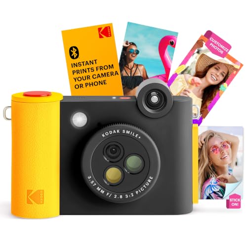 KODAK Smile+ 2 in 1 Digitale Sofortbildkamera & kabelloser Bluetoot Fotodrucker, 10 MP, drehbares Objektiv mit Spezialeffekten, Zink Fotos mit Kleberü