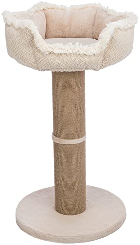 Trixie Boho Cat Scratching Post 32.7 Inch - Cat Scratcher with Soft Fabric Covering Base and Jute-Wrapped Post - with Pl