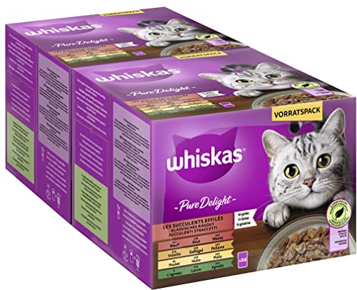 (-20%) WHISKAS PURE DELIGHT Nassfutter in Gelee 24 x 85g Klassisches Ragout (4 Packungen) 48 Portionsbeutel