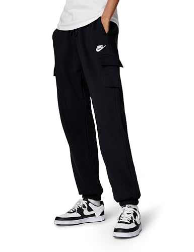 Nike Women's Sportswear Club Fleece Mid-Rise Oversized Cargo Sweatpants, Black/White, Medium