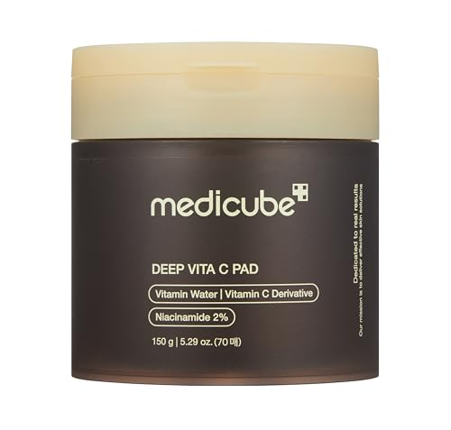 Medicube Deep Vita C Facial Toner Pads for Uneven Skin Tone, 500,000PPM of Vitamin Water & 3 Types of Vitamin, Hydrating & Resurfacing (70 sheets)