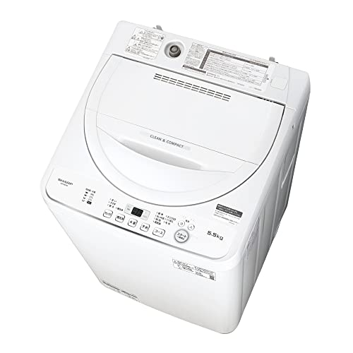 シャープ 上面 全自動洗濯機 ホワイト ES-GE5G-W 洗濯容量 5.5kg ステンレス槽 幅56.5cm(ボディ幅52.0cm) 5