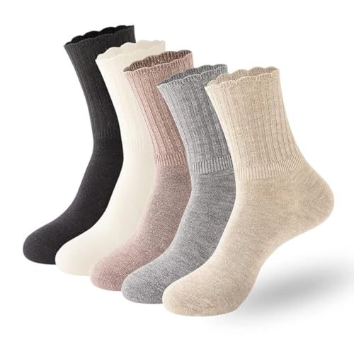 PADFOM Women Thin Cashmere Socks, Soft Socks Women Above Crew Socks 5 Pairs Size 5-9