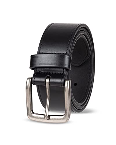 Amazon Essentials Men's Raw Edge Jeans Belt, Black, 48