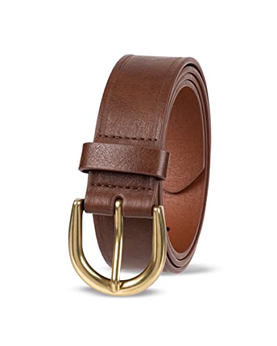 Amazon Essentials Women's Raw Edge Jeans Belt with Wide Waist Strap, Chestnut Brown, 3X