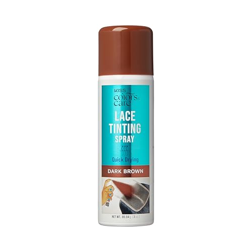 KISS Colors & Care Quick Drying Lace Tinting Spray, Dark Brown, 3 oz. - Blends Lace Seamlessly, Washes Out Easily, Smudge-Free Formula, Sweat Resistant, Natural Look, Buildable Coverage