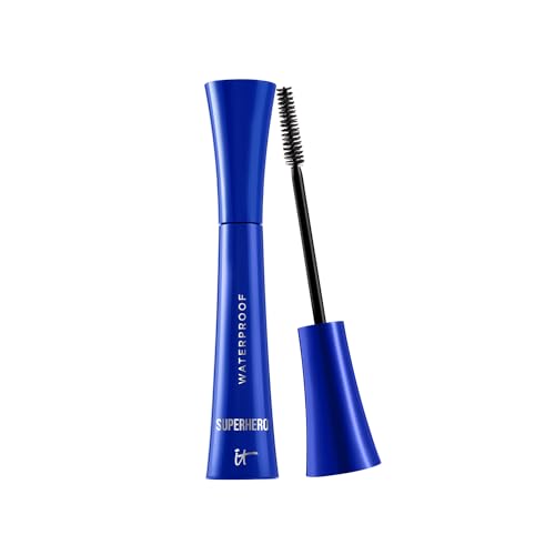IT Cosmetics Superhero Volumizing Waterproof Mascara – 24HR Wear – Resists Sweat & Humidity – Lash-loving Biotin, Peptides & Pro-Vitamin B5 – Super Black, 0.3 fl oz