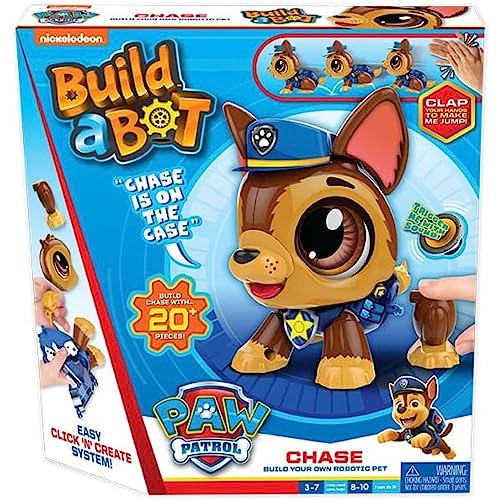 Build-a-Bot: Paw Patrol - Chase | Build Your Own Interactive Paw Patrol Characters | Easy Click 'n' Create System | 20+ Piece STEM Robot Kit for Kids | For Ages 3+
