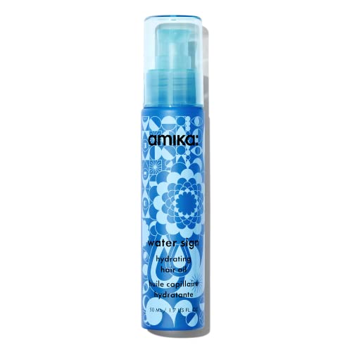 amika water sign hydrating hair oil with hyaluronic acid | for dry, textured, thick hair types 2c–4c, protects against heat, adds shine, smooths flyaways, silicone-free, locks in hydration
