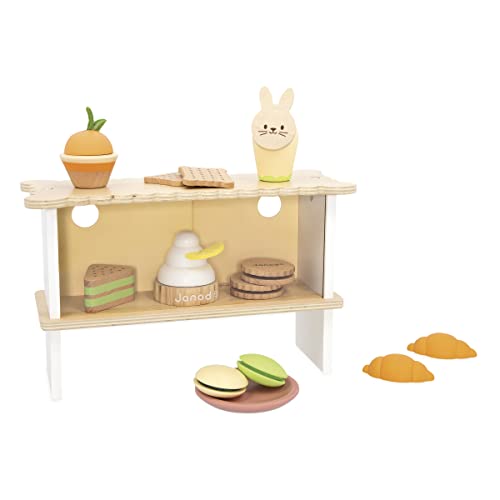 Janod - FSC Wood Cake Display Stand - 12 Wooden Accessories - Pretend Play Toy - FSC Wooden Toy - Imagination-enhancing - 3 Years +, J06557