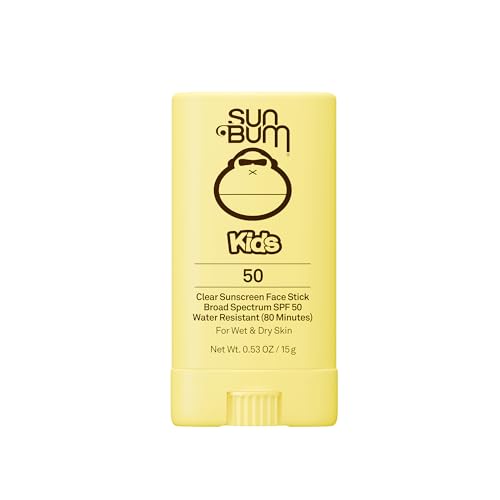 Sun Bum Kids SPF 50 Clear Face Stick Sunscreen - Wet or Dry Skin Application Broad Spectrum Sunscreen with Vitamin E - Hawaii 104 Act Compliant (Without Octinoxate & Oxybenzone) - Travel Size 0.53 oz