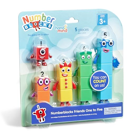 hand2mind Numberblocks Friends One to Five, Action Figure Set, Toy Figures & Playsets, Small Figurines for Kids, Counting Blocks, Numbers for Toddlers, Math Toys, Kids Birthday Gifts