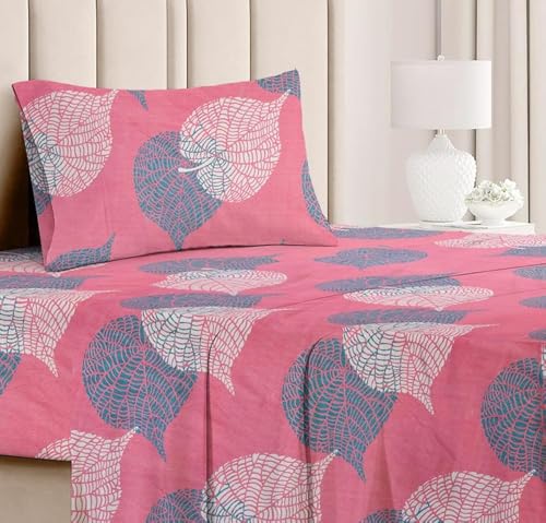 Premium Forever Modern Style Glace Cotton Floral Luxurious Beautiful Soft Comfort Designer Floral Pattern 1 Single Size Bed bedsheet and 1 Pillow Cove