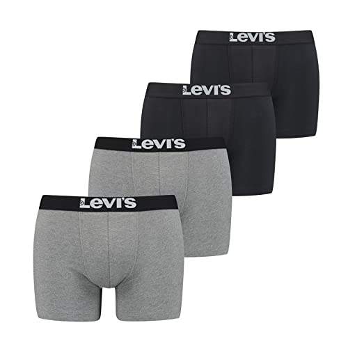 (-38%) Levi’s Einfarbige Basic-Boxershorts, weiche Herrenunterwäsche aus Bio-Baumwolle mit elastischem Bund und doppelter Einlage, kein Hochrutschen, 4er-Pack