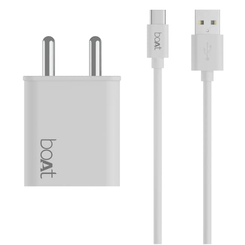 Boat 22.5W Fast Charger for Samsung, Xiaomi & Android Users with Overheat/Overcharge Protection & Auto Detection with Type A to Type C Support (White)