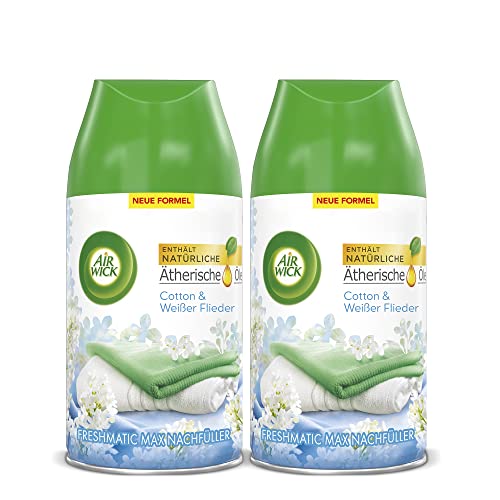 🔥 SELTEN SO GÜNSTIG (-55%) Air Wick Freshmatic Max Raumspray DUO – Nachfüller für den Air Wick Freshmatic Max – Duft: Cotton und Weißer Flieder – 2 x 250 ml Nachfüller Raumduft und Lufterfrischer