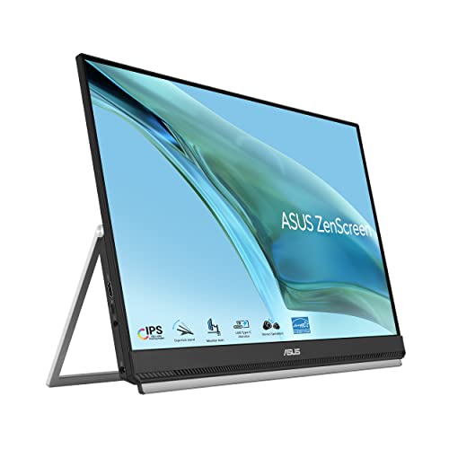 ASUS ZenScreen 24” 1080P Portable USB Monitor (MB249C) - FHD, IPS, Type-C, Speaker, Multi-stand Design, Kickstand, C-clamp Arm, Partition Hook, Carrying Handle, Work From Home Monitor, 3-Year Warranty